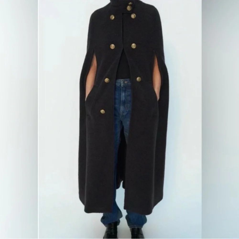Zara limited edition wool blend Cape Coat - Picture 3 of 13